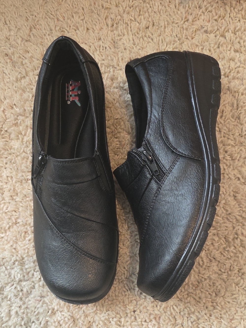 Air Flex Black Slip-On Comfort Loafers Size 9.5 Wide